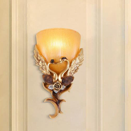 Swan Carving Flared Glass Wall Lamp