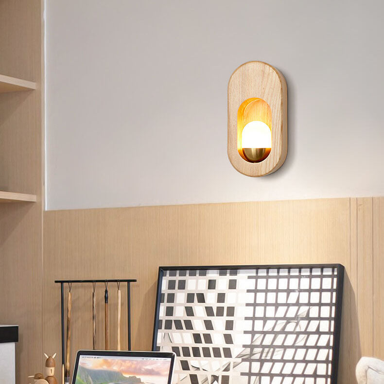 Circle Ring Solid Wood Wall Lamp