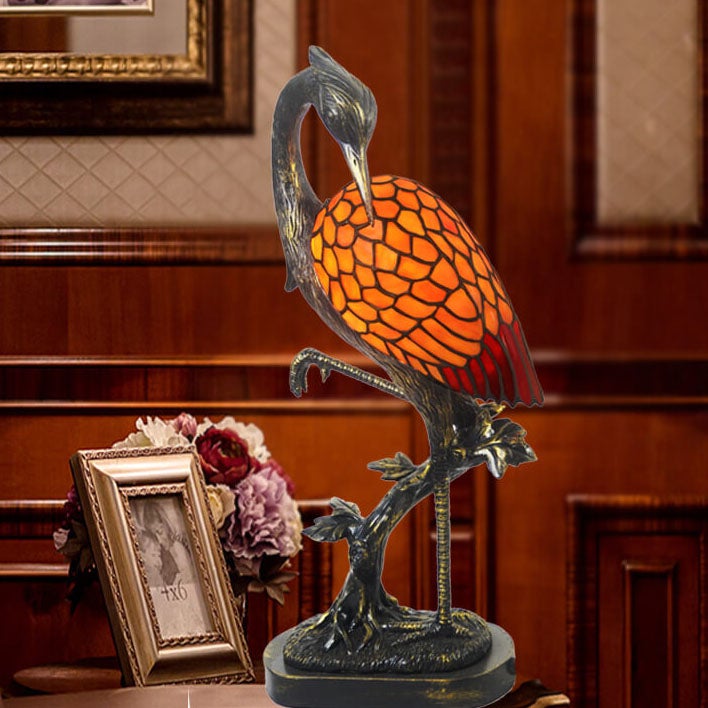 Crane Stained Glass Table Lamp