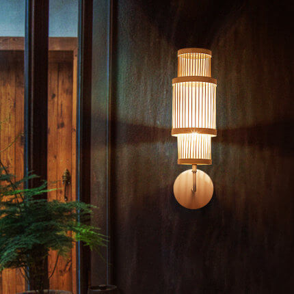 Bamboo Weaving Cylindrical Wall Lamp