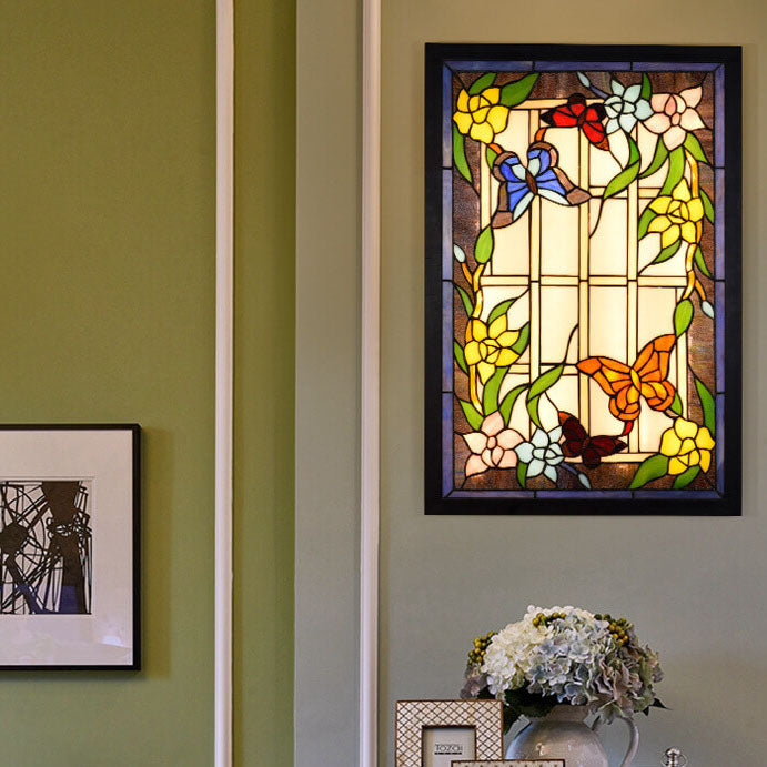 Stained Glass Rectangular Decorative Wall Lamp
