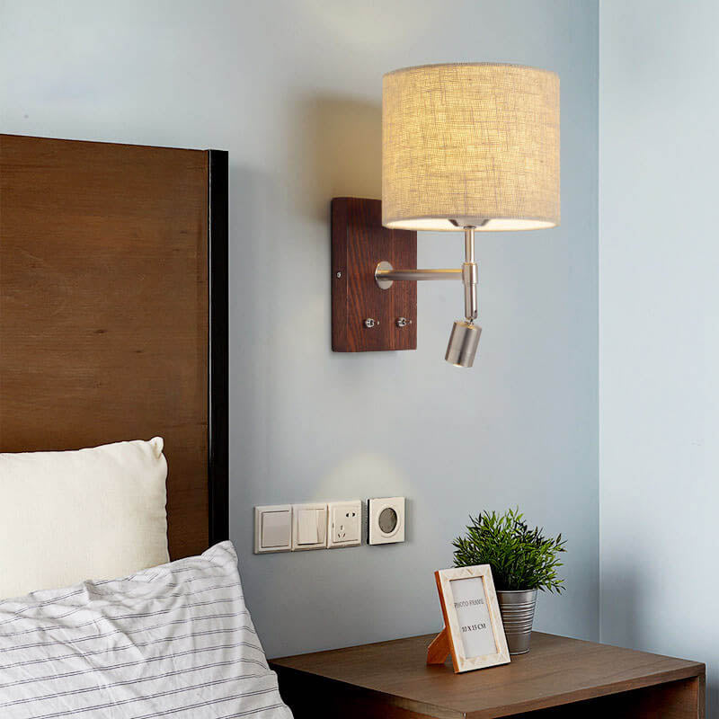 Fabric Wooden Wall Lamp