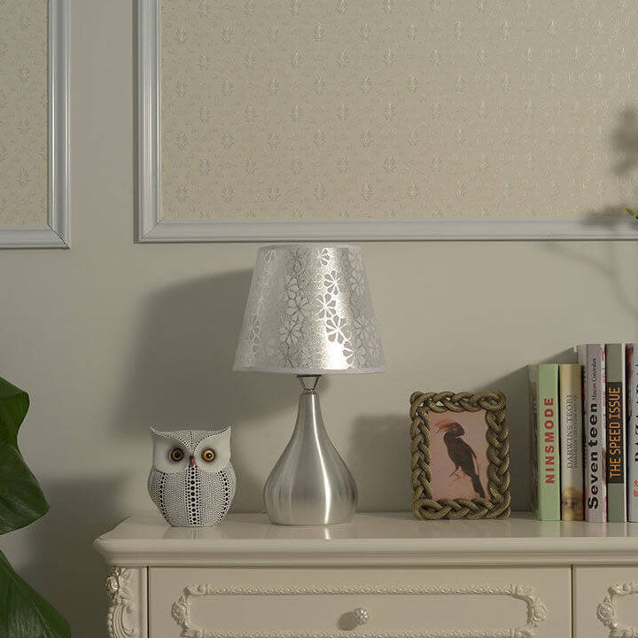 Fabric Lampshade Silver Table Lamp