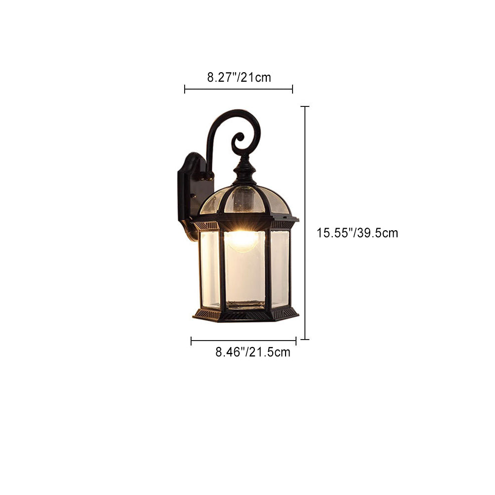 Hexagonal Castle Aluminum Glass Outdoor Light