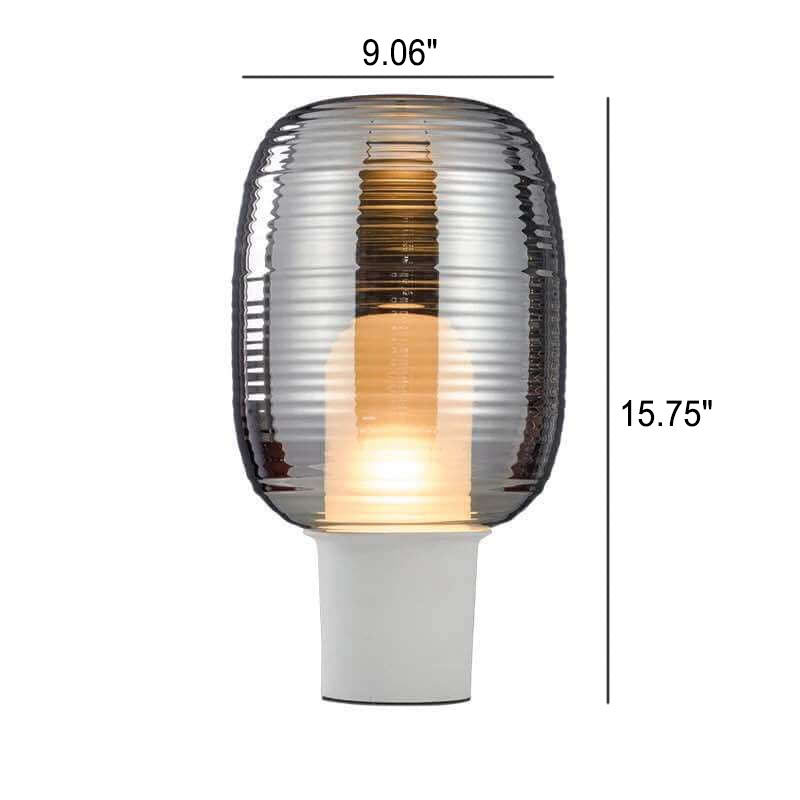 Striped Oval Glass Table Lamp