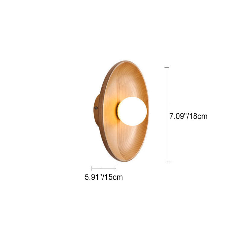 Round Disc Solid Wood Wall Lamp