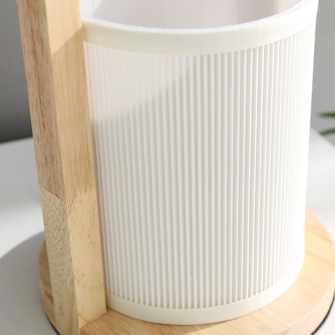 Fabric Column Solid Wood Table Lamp