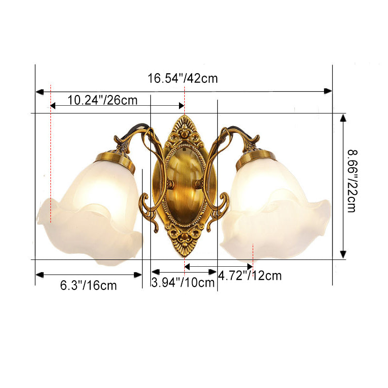 Iron Glass Flower Living 2-Light Wall Lamp
