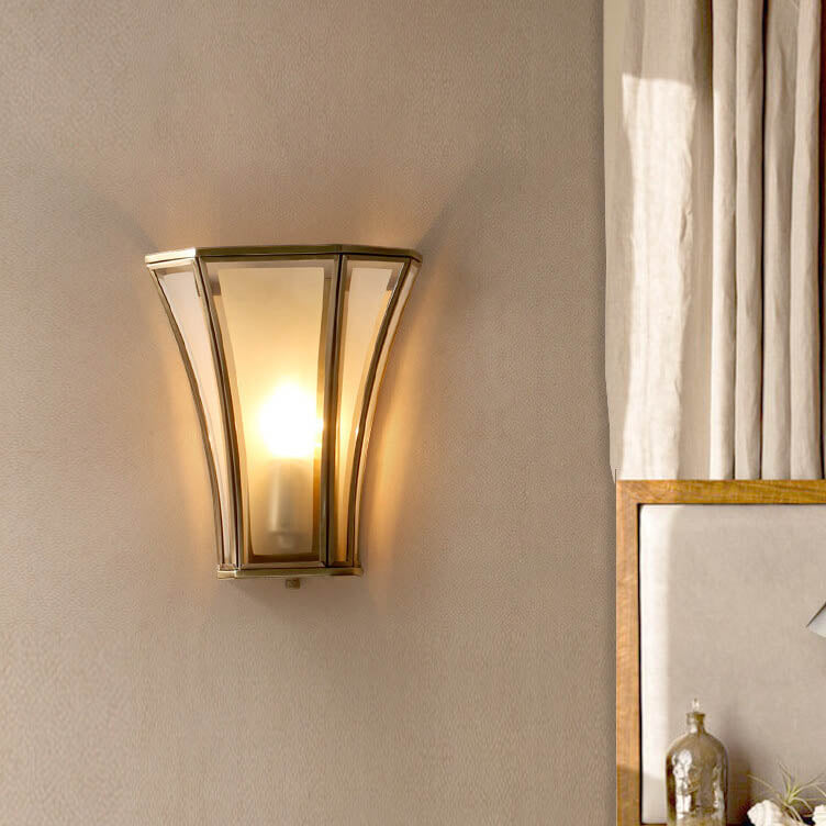 Glass Brass Column Wall Lamp