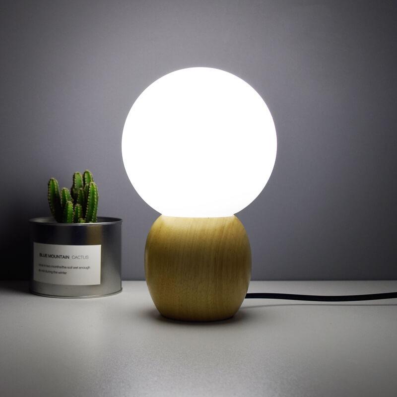Solid Wood Milk White Table Lamp