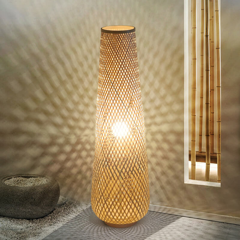Modern Bamboo Weaving Column Floor Lamp