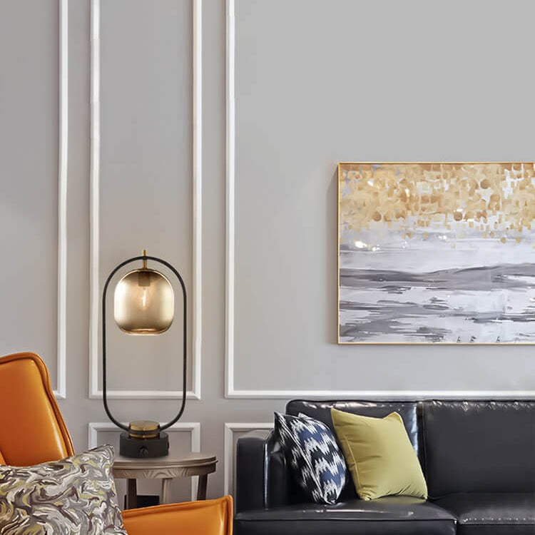 Amber Glass Ring Table Lamp