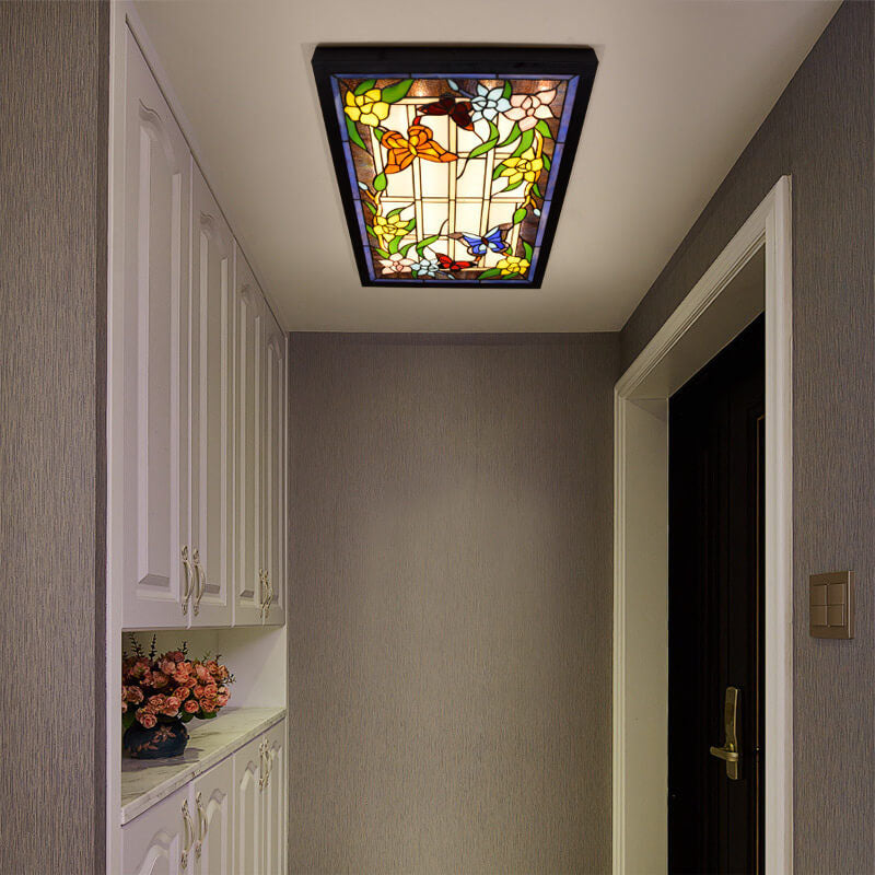 Stained Glass Rectangular Decorative Wall Lamp