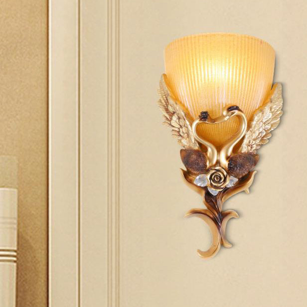 Swan Carving Flared Glass Wall Lamp