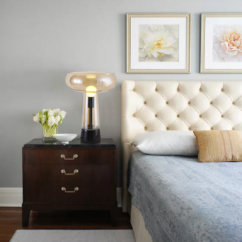 Glass Column Marble Table Lamp