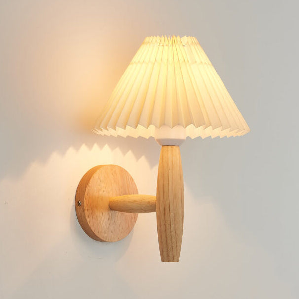 Wooden Pleated Umbrella Wall Lamp