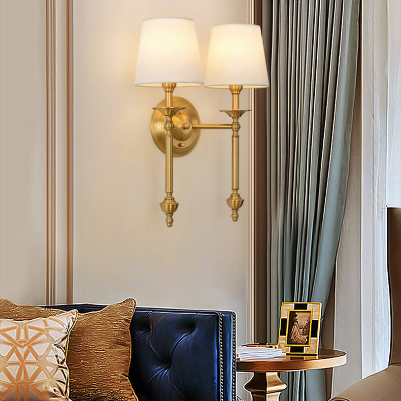 Brass Fabric 1/2 Wall Lamp