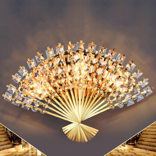 Crystal Fan Shape 3-Light Wall Lamp