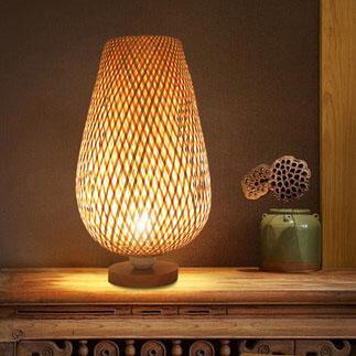 Bamboo Weaving Oval Table Lamp