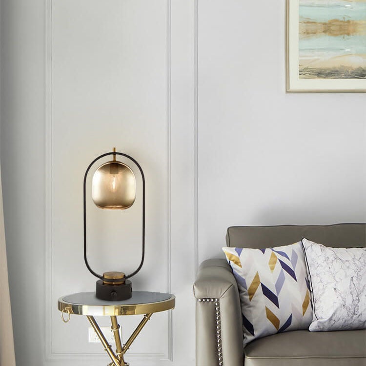 Amber Glass Ring Table Lamp