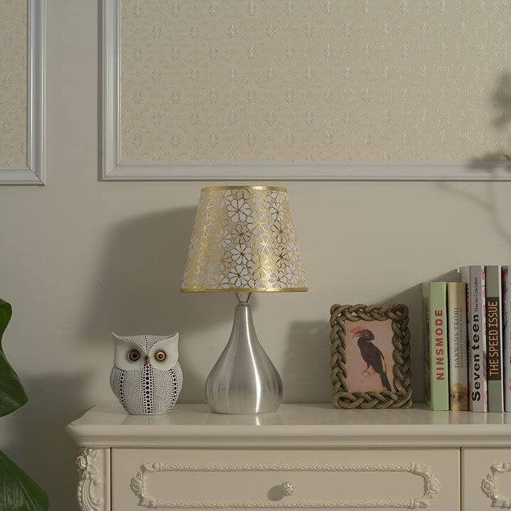 Fabric Lampshade Silver Table Lamp