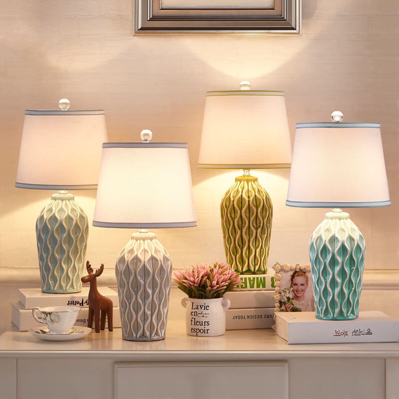 Fabric Ice Cracked Ceramics Table Lamp