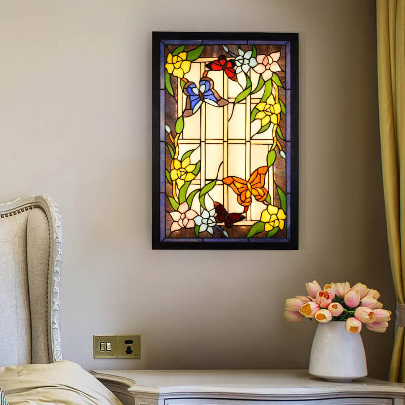 Stained Glass Rectangular Decorative Wall Lamp