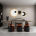 Round Iron Faux Leather Wall Lamp