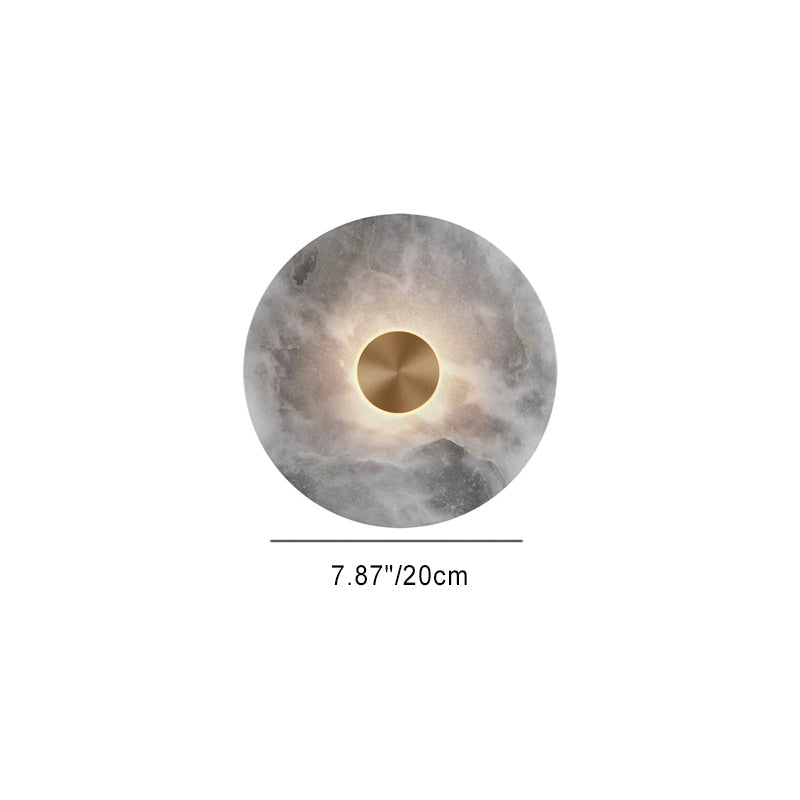 Round Iron Marble Bedroom Wall Lamp