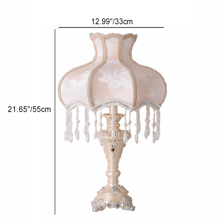 Round Tasseled Vase Fabric Table Lamp