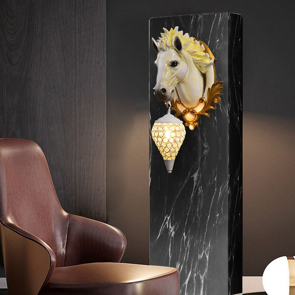 Resin Horse Head Lantern Wall Lamp
