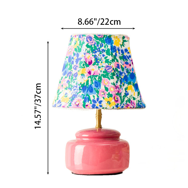 Ceramic Fabric Colorful Plaid Table Lamp