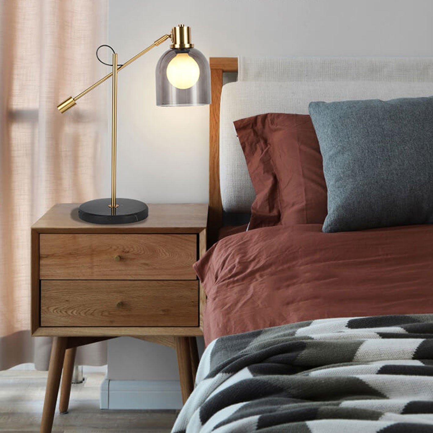 Postmodern Smoke Gray Glass Table Lamp