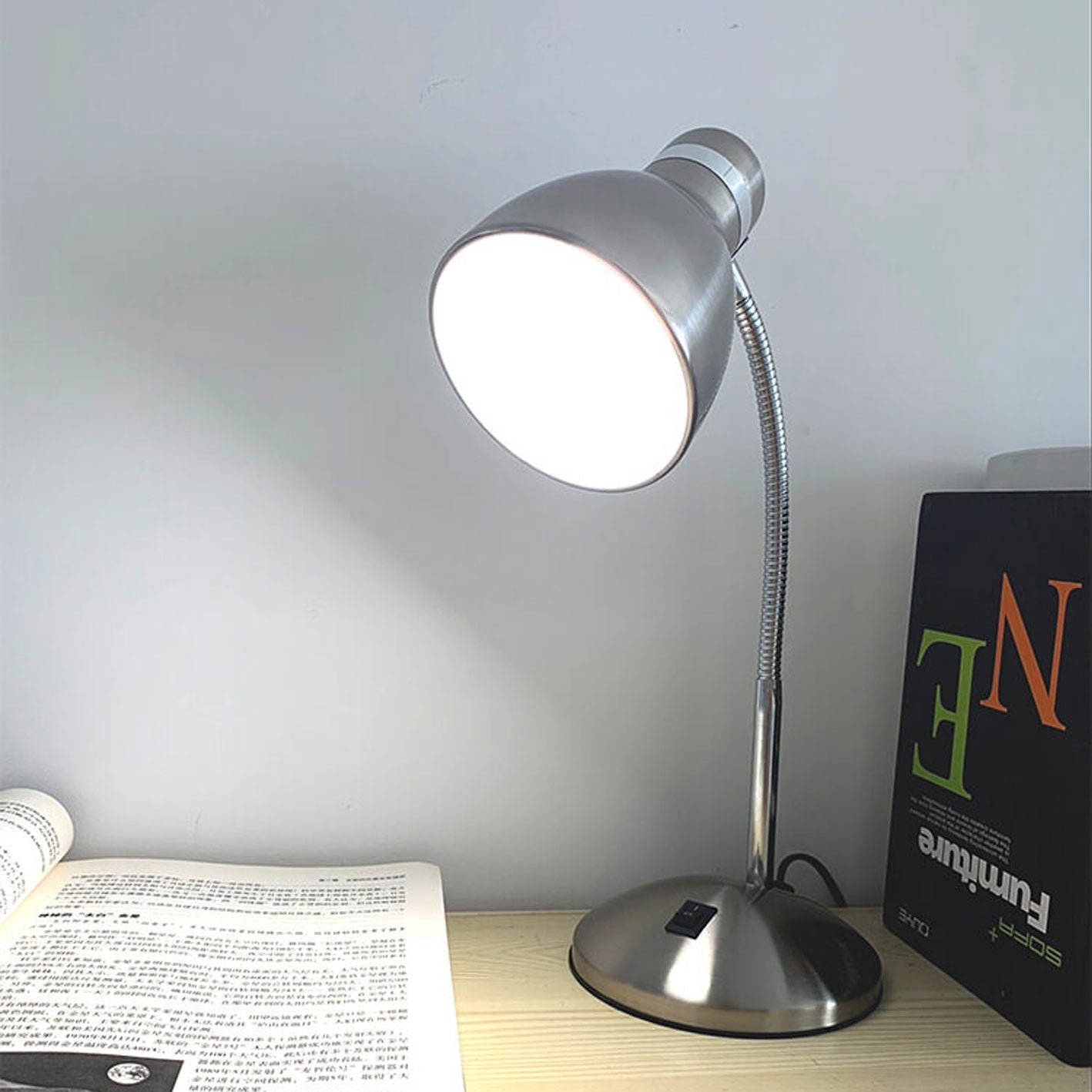 Aged Chrome Metal Table Lamp
