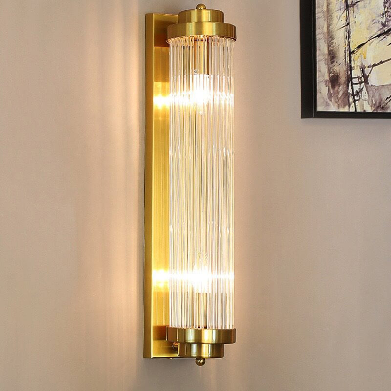 Crystal Cylinder Column Rotation 2-Light Wall Lamp