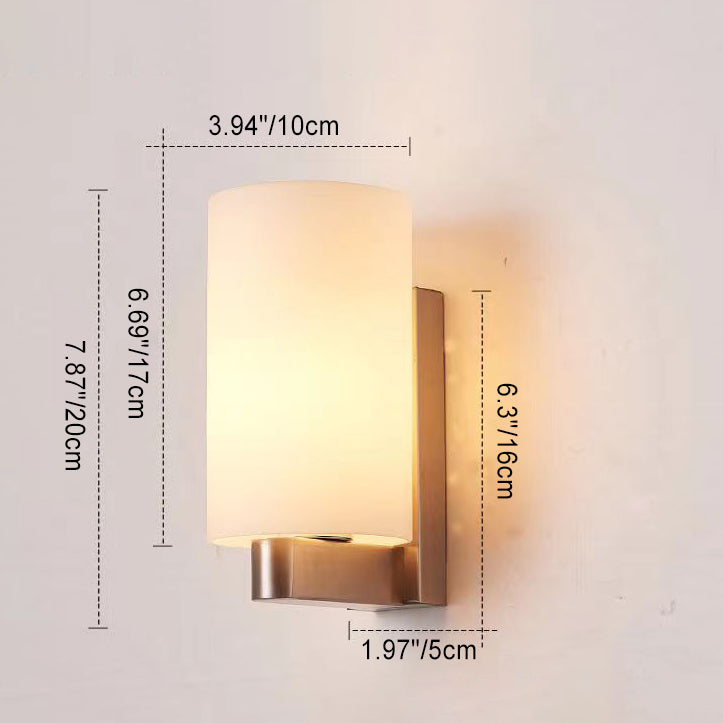 Iron Glass Cylinder Hallway Wall Lamp