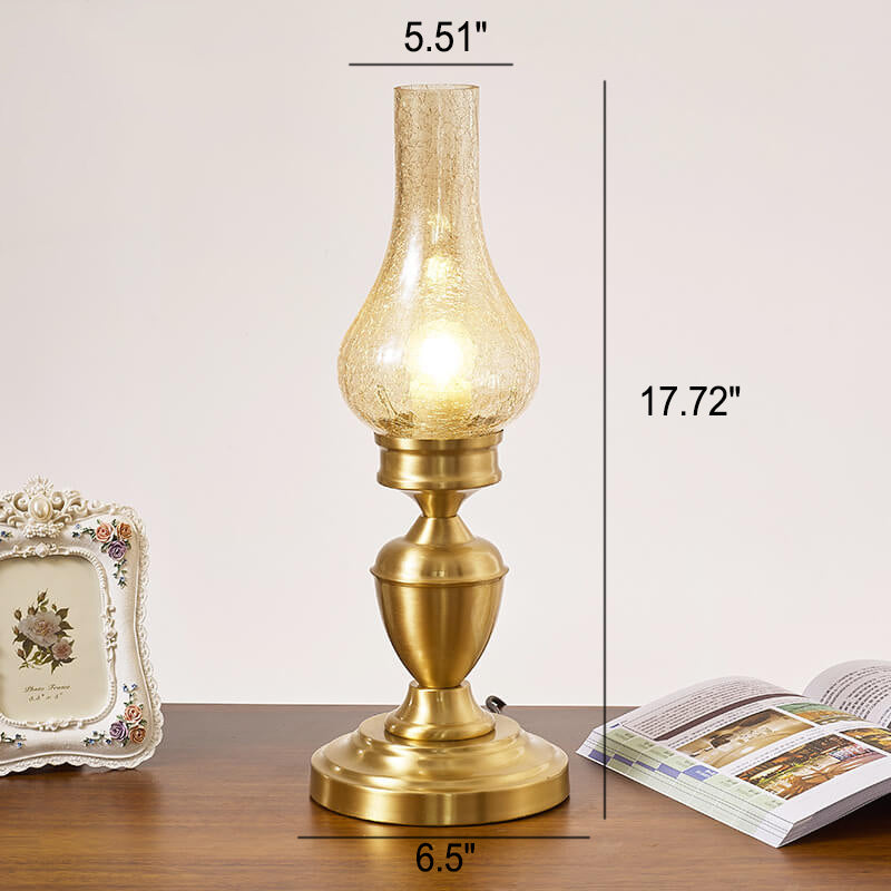 All Brass Wooden Glass Table Lamp
