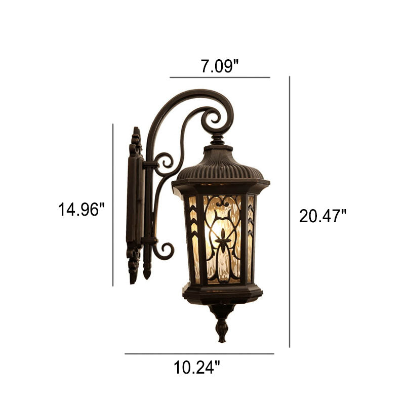 Carved Cage Aluminum Glass Outdoor Light
