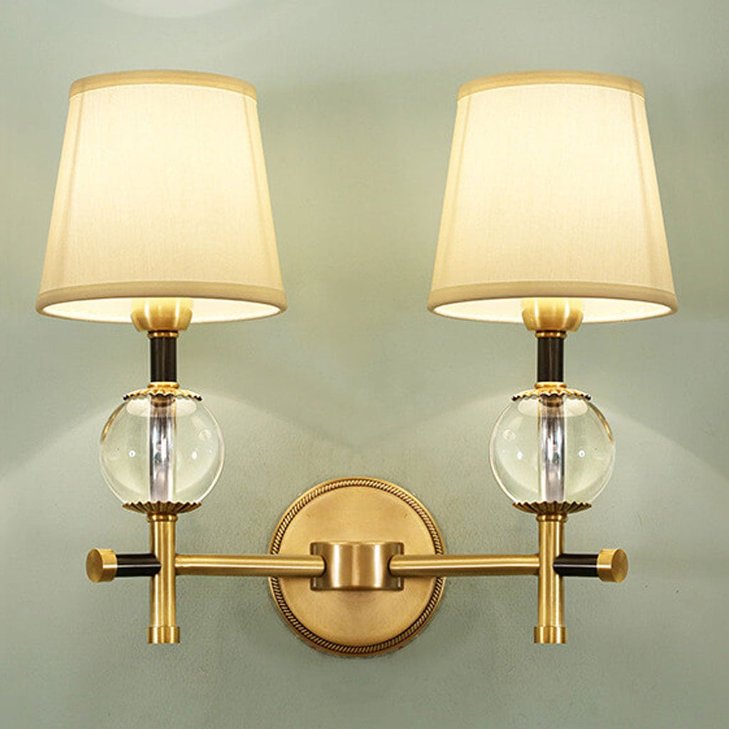 American Brass Fabric 1/2 Wall Lamp
