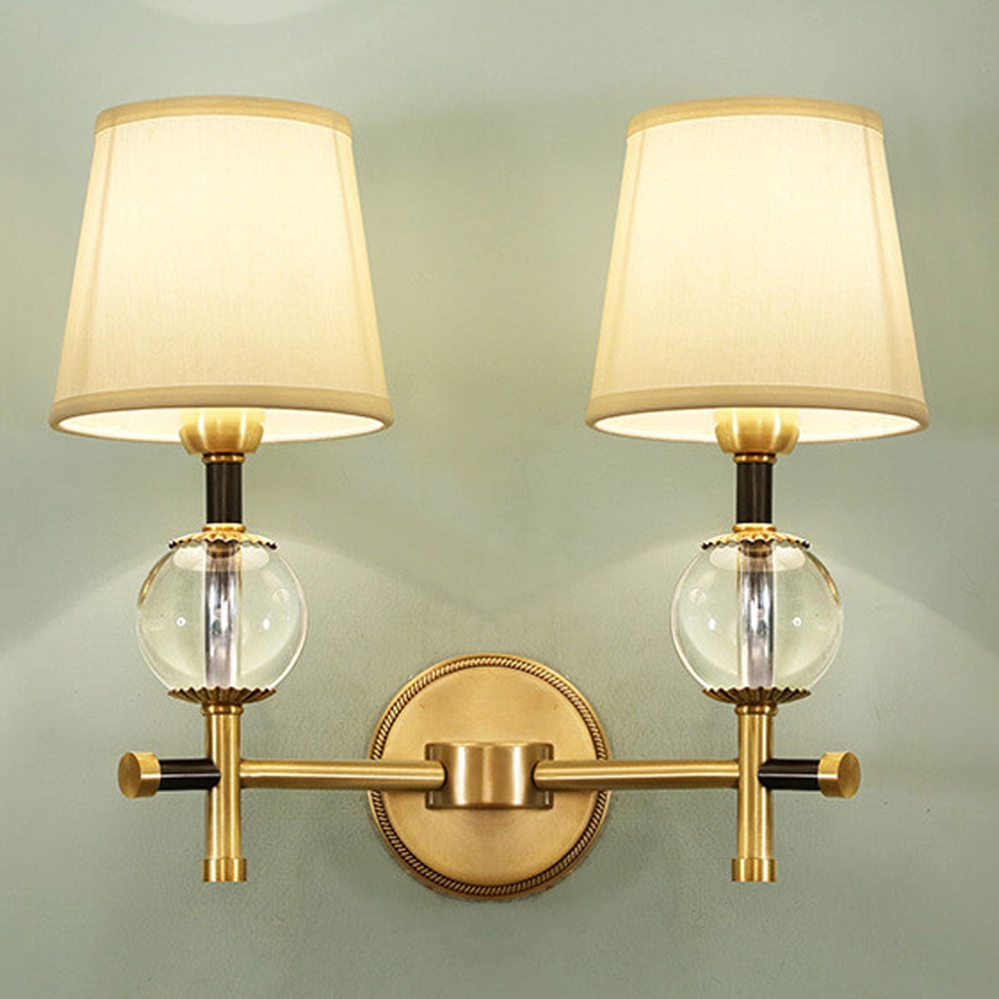 American Brass Fabric 1/2 Wall Lamp