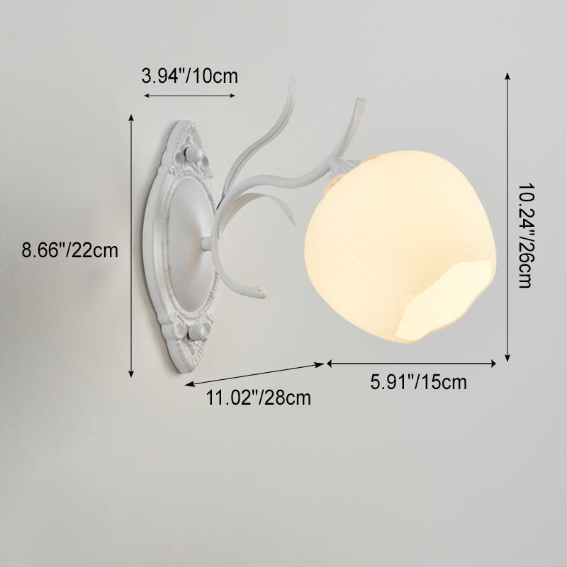 Floral Glass Round 1/2 Wall Lamp