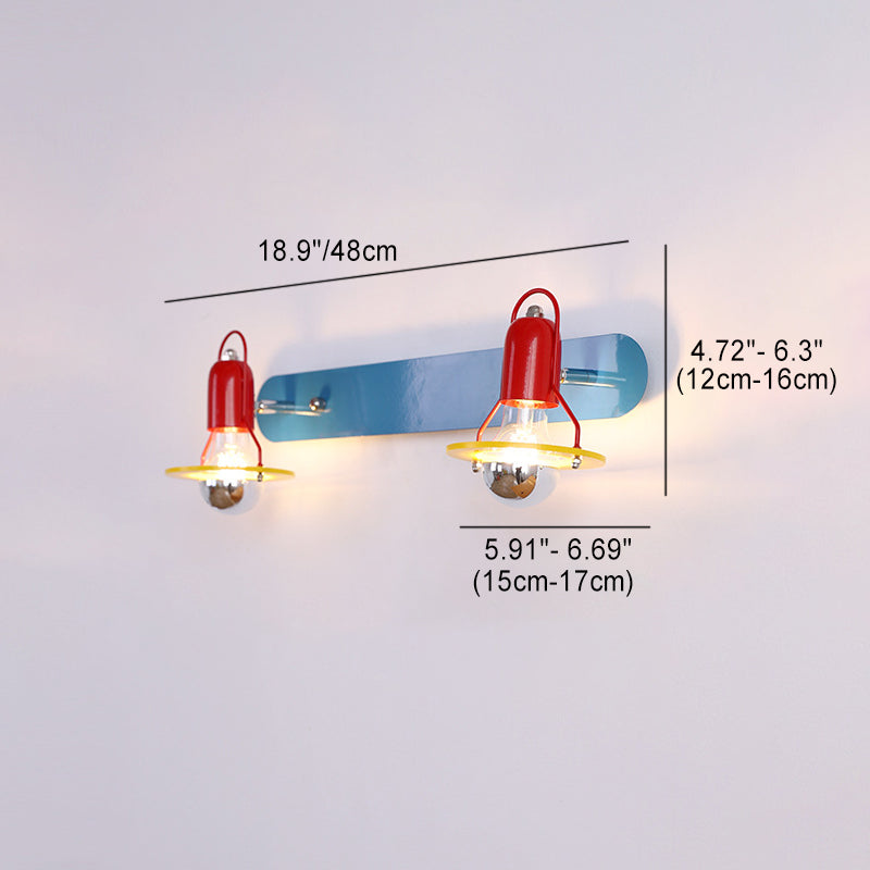 Childlike Colorful Geometric Iron 2-Light Wall Lamp
