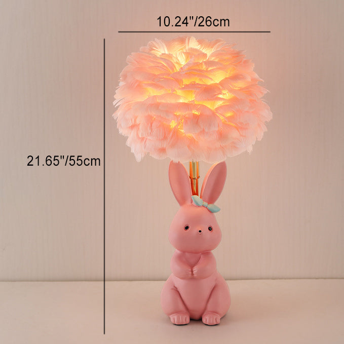 Rabbit Feather Orb Metal Table Lamp