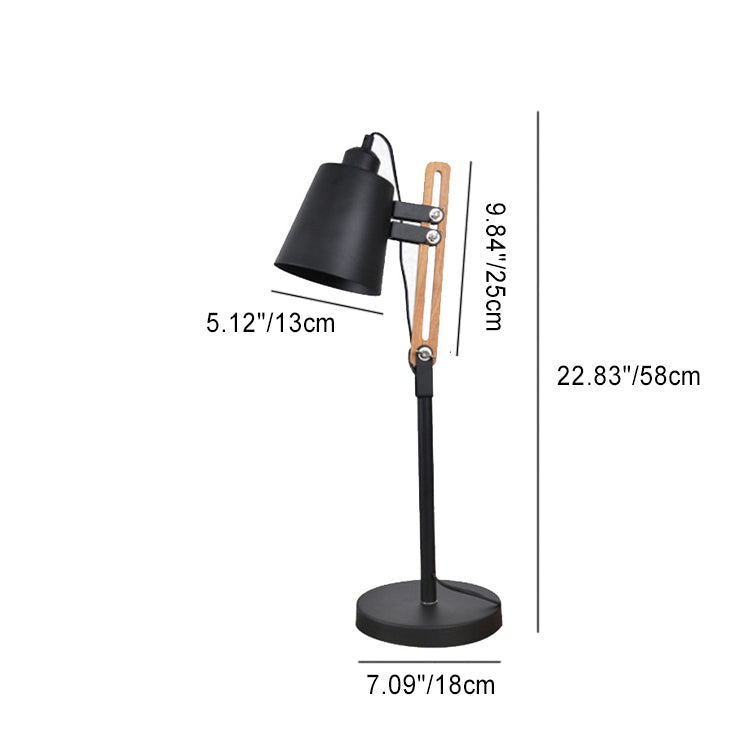 Cylinder Iron Wood Rotatable Table Lamp