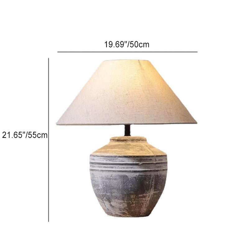 Handmade Ceramic Fabric Pot Table Lamp