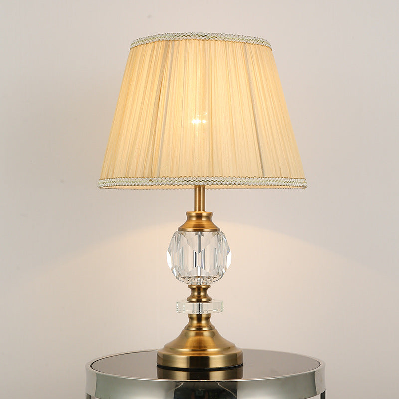 Fabric Lampshade Crystal Decorative Table Lamp