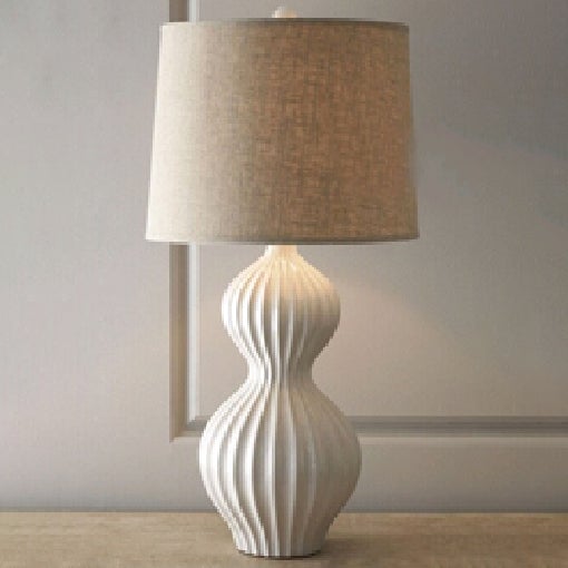 Decorative White Ceramic Gourd Table Lamp