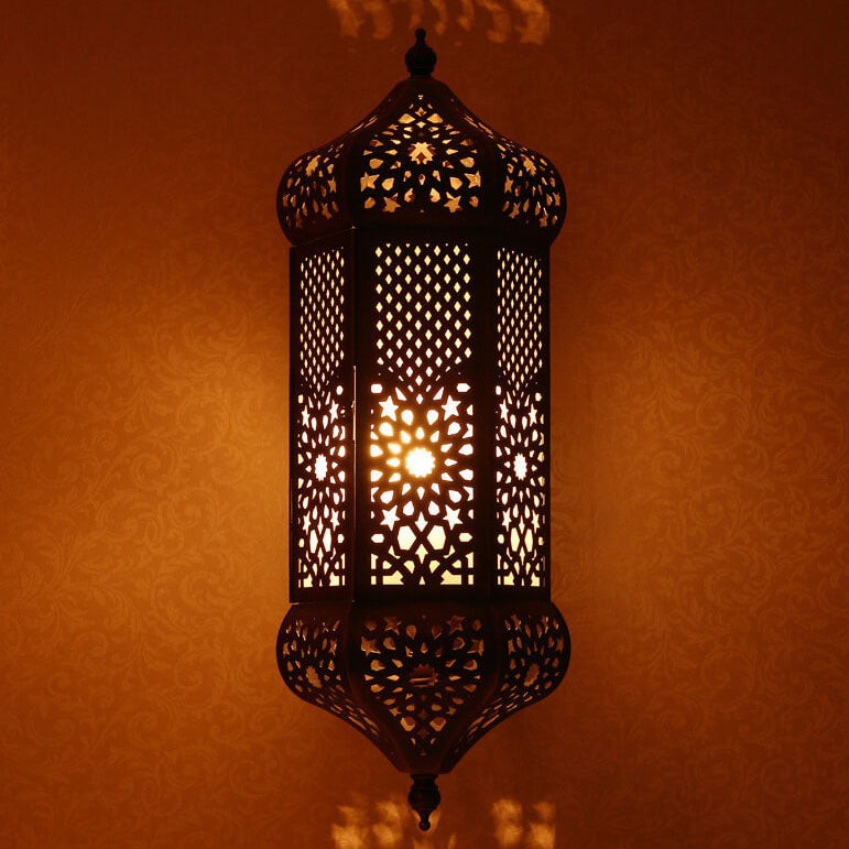 Hollowed Column Copper Moroccan Wall Lamp