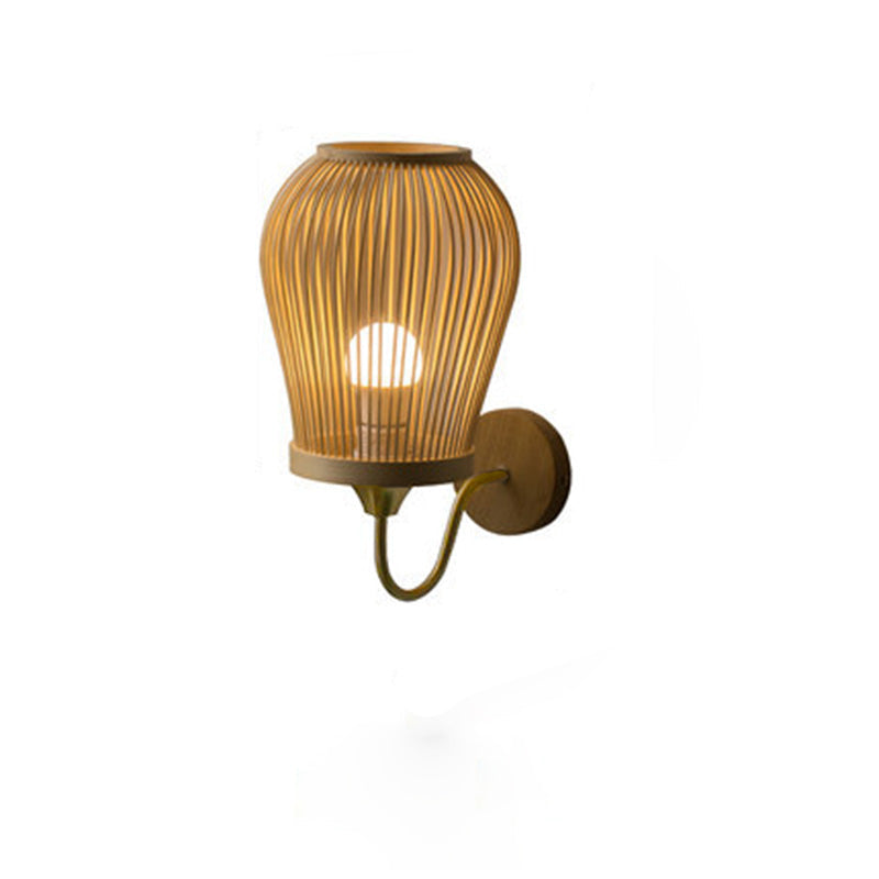 Bamboo Weaving Handwoven Round Wall Lamp