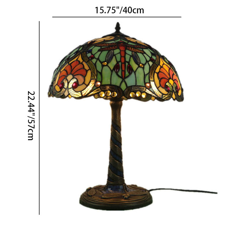 Flower Decor Stained Glass 2-Light Table Lamp